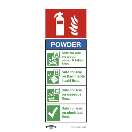 Safe Conditions Safety Sign - Powder Fire Extinguisher - Rigid Plastic - Pack of 10 - SS52P10 - Farming Parts