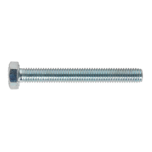 An image of the Sealey HT Setscrew M5 x 40mm 8.8 Zinc (Pack of 50 - SS540), featuring a metallic hexagonal head and a fully threaded shank made from high tensile strength steel.