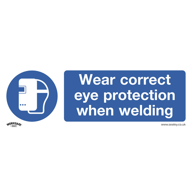 Mandatory Safety Sign - Wear Eye Protection When Welding - Rigid Plastic - Pack of 10 - SS54P10 - Farming Parts