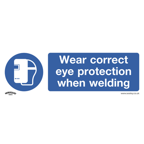 Mandatory Safety Sign - Wear Eye Protection When Welding - Self-Adhesive Vinyl - Pack of 10 - SS54V10 - Farming Parts