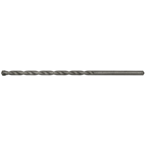A horizontally positioned Sealey Straight Shank Rotary Impact Drill Bit Ø5.5 x 150mm - SS55X150 is displayed against a white background, featuring a pointed tip for general-purpose drilling.