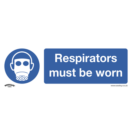 Mandatory Safety Sign - Respirators Must Be Worn - Self-Adhesive Vinyl - SS56V1 - Farming Parts