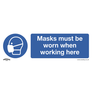 Mandatory Safety Sign - Masks Must Be Worn - Rigid Plastic - Pack of 10 - SS57P10 - Farming Parts