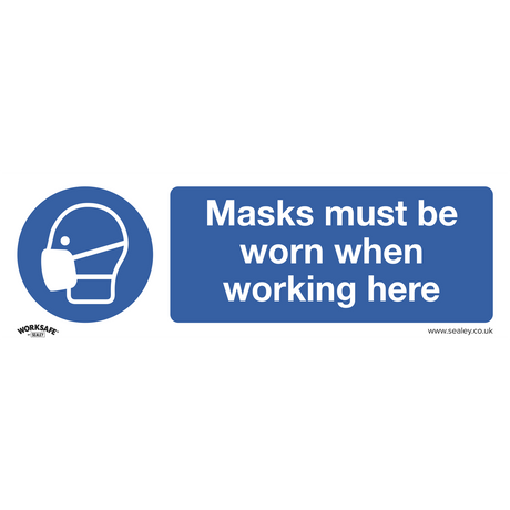 Mandatory Safety Sign - Masks Must Be Worn - Self-Adhesive Vinyl - Pack of 10 - SS57V10 - Farming Parts