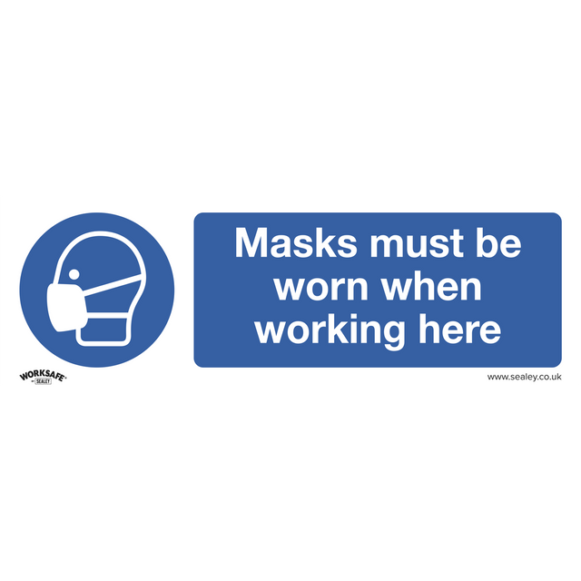 Mandatory Safety Sign - Masks Must Be Worn - Self-Adhesive Vinyl - Pack of 10 - SS57V10 - Farming Parts