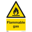 Warning Safety Sign - Flammable Gas - Self-Adhesive Vinyl - Pack of 10 - SS59V10 - Farming Parts