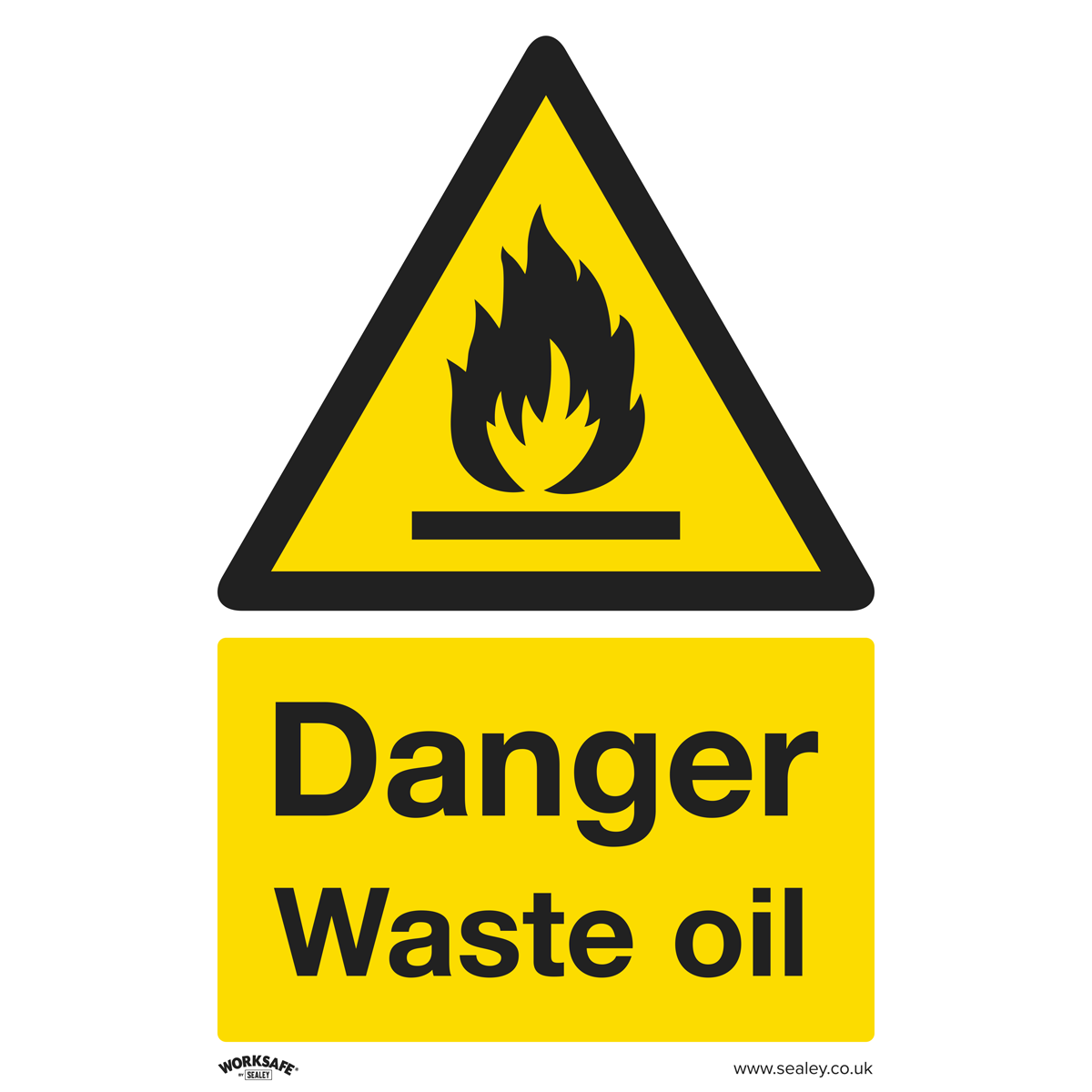 Warning Safety Sign - Danger Waste Oil - Rigid Plastic - SS60P1 - Farming Parts