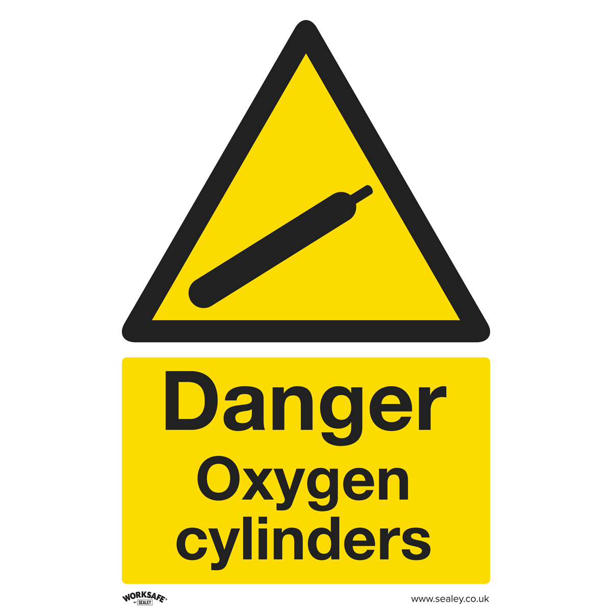 Warning Safety Sign - Danger Oxygen Cylinders - Rigid Plastic - Pack of 10 - SS61P10 - Farming Parts