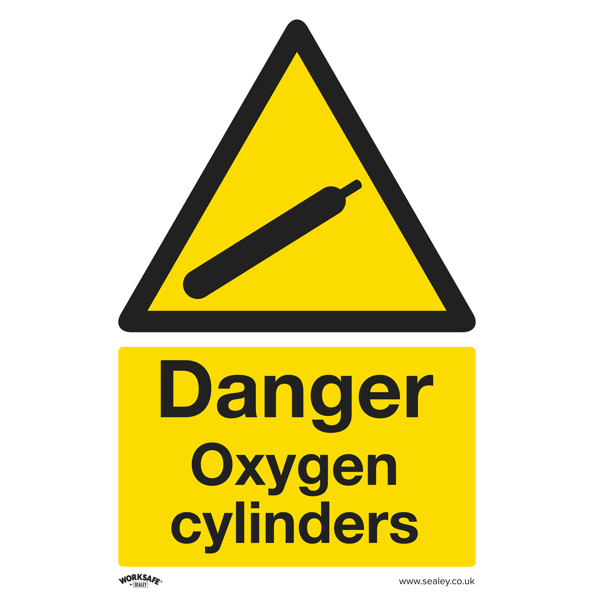 Warning Safety Sign - Danger Oxygen Cylinders - Self-Adhesive Vinyl - Pack of 10 - SS61V10 - Farming Parts