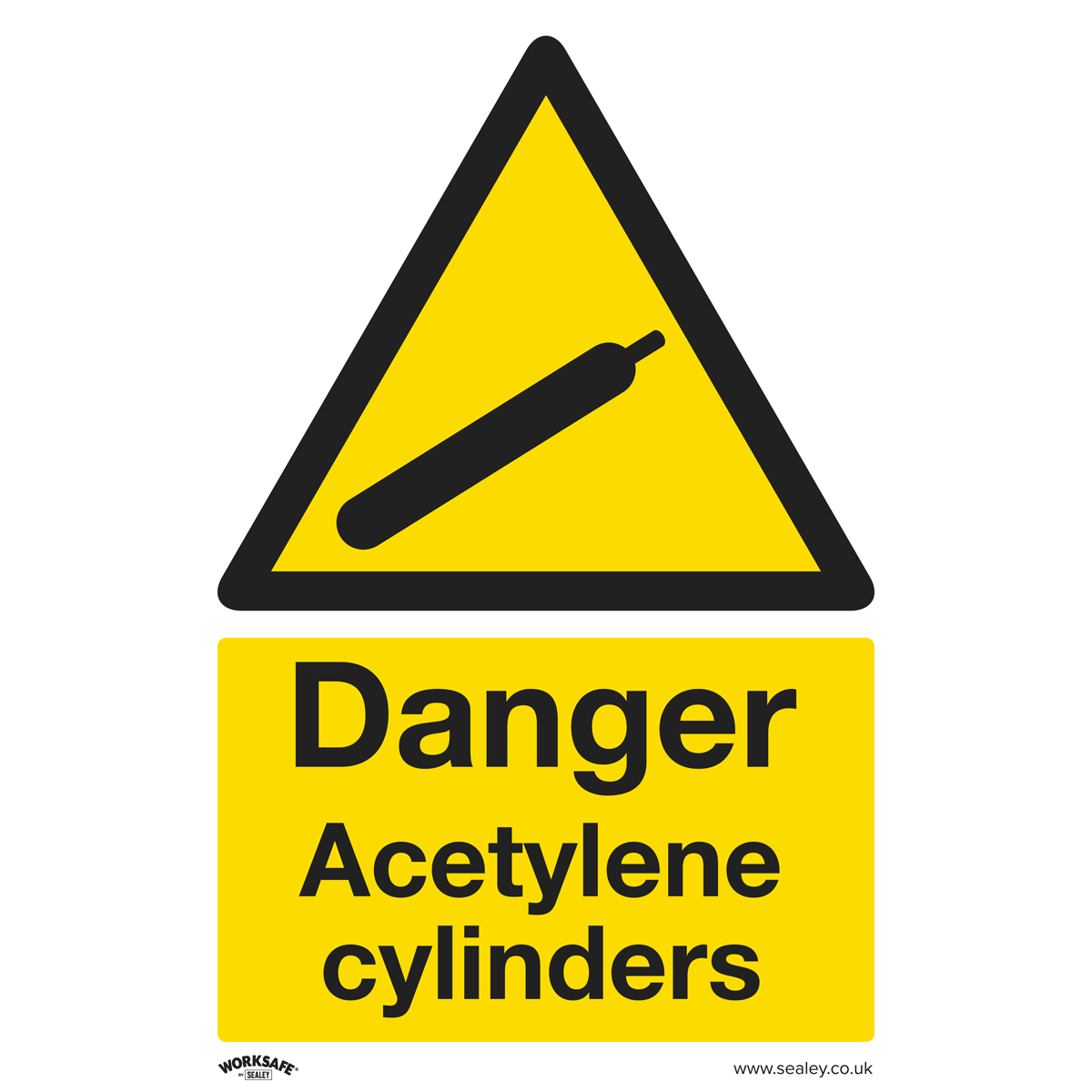 Warning Safety Sign - Danger Acetylene Cylinders - Self-Adhesive Vinyl - Pack of 10 - SS63V10 - Farming Parts