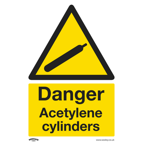 Warning Safety Sign - Danger Acetylene Cylinders - Self-Adhesive Vinyl - SS63V1 - Farming Parts
