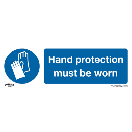 Mandatory Safety Sign - Hand Protection Must Be Worn - Self-Adhesive Vinyl - SS6V1 - Farming Parts