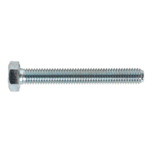 The Sealey HT Setscrew M8 x 60mm 8.8 Zinc (Pack of 50 - SS860) is a high tensile strength metal hex bolt with a fully threaded shaft and a hexagonal head, similar to zinc plated setscrews.