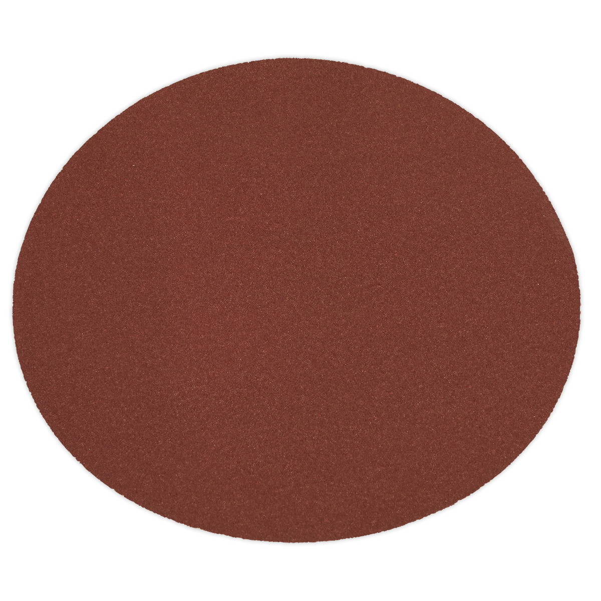 A circular Sealey Sanding Disc Ø305mm 80Grit Hook-and-Loop - SSD04, brown in color with a textured and uniformly colored surface, is placed against a white background.