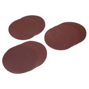 Sealey's Hook-and-Loop Sanding Disc Set Ø150mm - SSDS01 includes circular sanding discs in various sizes, organized into two groups, providing multiple usage options and compatibility with a wide range of disc sanders.