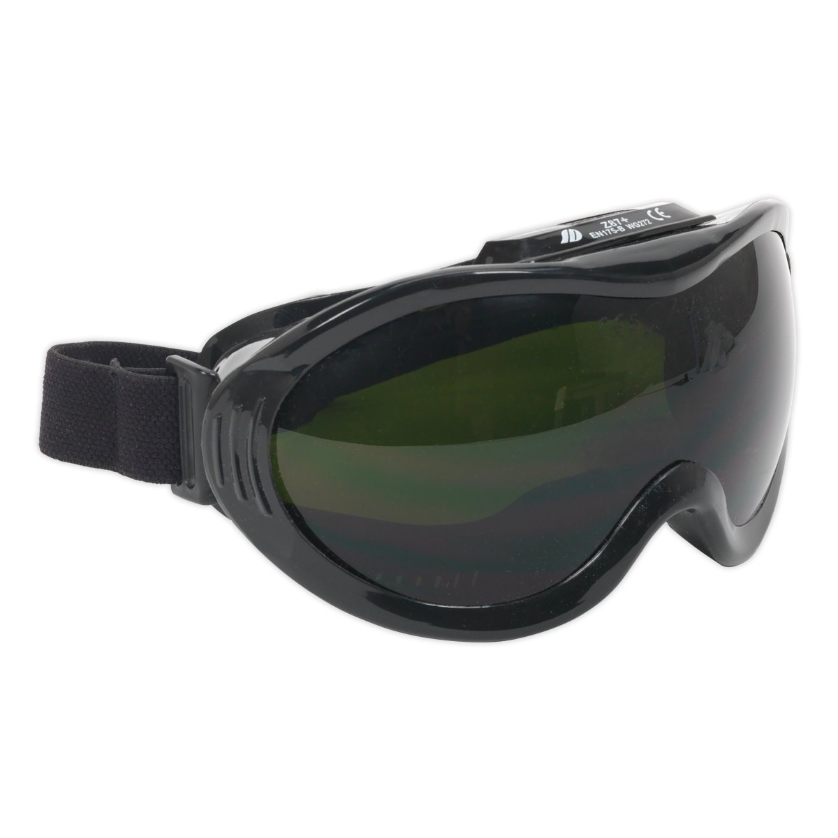 Black and green-tinted Gas Welding Goggles - SSP5 by Sealey with an adjustable strap, reminiscent of a welding lens.