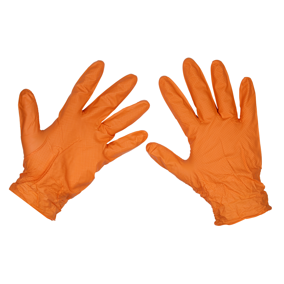 Orange Diamond Grip Extra-Thick Nitrile Powder- Free Gloves Large - Pack of 50 - SSP56L - Farming Parts