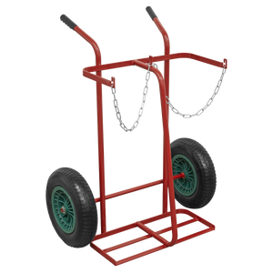 Welding Bottle Trolley with Pneumatic Tyres - 2 Bottle - ST28P - Farming Parts