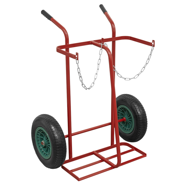 Welding Bottle Trolley with Pneumatic Tyres - 2 Bottle - ST28P - Farming Parts
