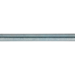 A close-up of the Sealey Studding M10 x 1m Zinc (Pack of 5 - STUD10), showcasing its fine, evenly spaced threads and high tensile strength steel composition.