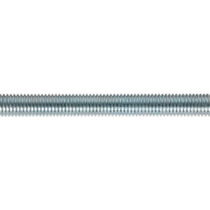 A close-up of the Sealey Studding M10 x 1m Zinc (Pack of 5 - STUD10), showcasing its fine, evenly spaced threads and high tensile strength steel composition.