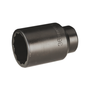 The Sealey Impact Socket 36mm Bi-Hex Deep 1/2"Sq Drive - SX006 is designed for professional use and crafted from durable Chrome Vanadium steel.