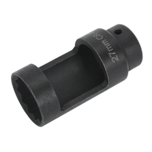 A black Diesel Injector Socket 27mm Thin Wall 1/2"Sq Drive - SX024 from Sealey, made from durable Chrome Vanadium steel, with an open interior designed for turning nuts and bolts.