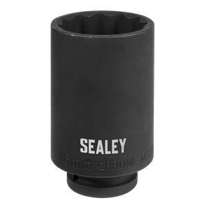 The Sealey SX046 is a 1/2" square drive, 46mm 12-point impact socket made from durable Chrome Molybdenum Steel, ideal for tackling drive shaft hub nuts.