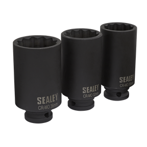 Impact Hub Nut Socket Set 3pc 12-Point 1/2"Sq Drive - SX051 - Farming Parts