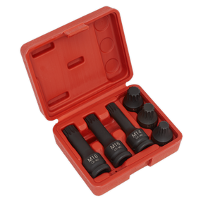 Impact Spline Socket Bit Set 6pc 1/2"Sq Drive - SX052 - Farming Parts