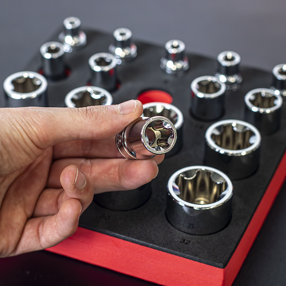 TRX-P* EPR Socket Set 1/4", 3/8" & 1/2"Sq Drive 16pc - SE-SX096