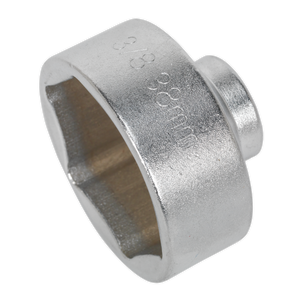 The Sealey Low Profile Oil Filter Socket 38mm 3/8"Sq Drive - SX115 is a high-grade steel tool featuring a hexagonal opening and low-profile design, making it perfect for cartridge-style filters.