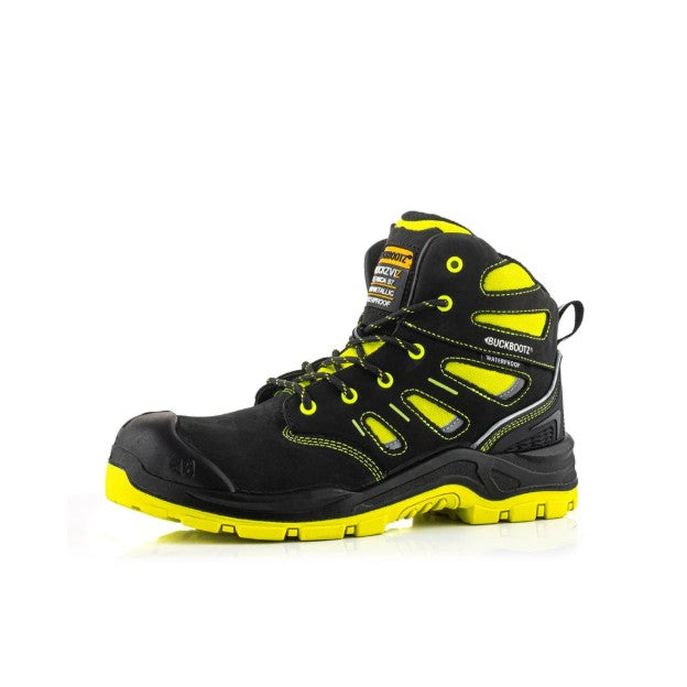 *STOCK CLEARANCE* - Buckler - Buckz Viz Safety Boots - BVIZ2 BK YL Buckzviz Lace Boot - Black HI Vis Yellow - Size UK 6