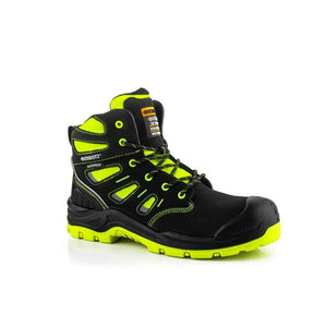 *STOCK CLEARANCE* - Buckler - Buckz Viz Safety Boots - BVIZ2 BK YL Buckzviz Lace Boot - Black HI Vis Yellow - Size UK 6