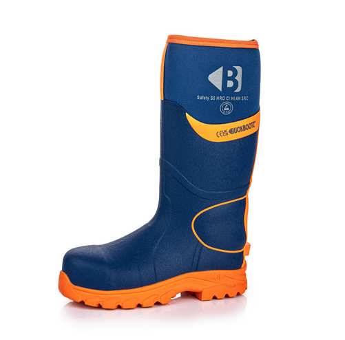 Buckler Hi-Viz Safety Wellies – Blue & Orange Waterproof Boots | BBZ8000BL/OR