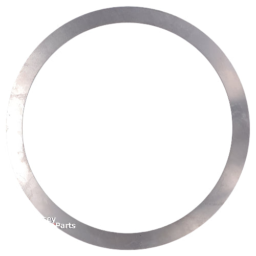 A circular metal ring branded with "Massey Tractor Parts" on the lower-left side, perfect for enthusiasts of Massey Ferguson and diverse tractor models. This high-quality product is known as the Massey Ferguson - Shim - 3428925M1 by AGCO.