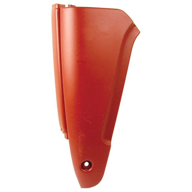 The Side Panel LH (Sparex Part No. S.67212) from Sparex is a red plastic side panel designed for Massey Ferguson tractors, featuring a hole at the bottom and a curved edge at the top.