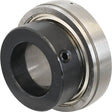 The Sparex Plummer Block Bearing Insert (ES207) - S.18176 by Sparex features a black inner ring, a silver outer ring, and a locking collar bearing with a set screw on the side.