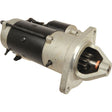 A close-up image of the Sparex Starter Motor - 12V, 3Kw, Gear Reducted (Sparex Part No. S.68270), showcasing its cylindrical shape, metallic body, black and silver casing, and exposed gear.