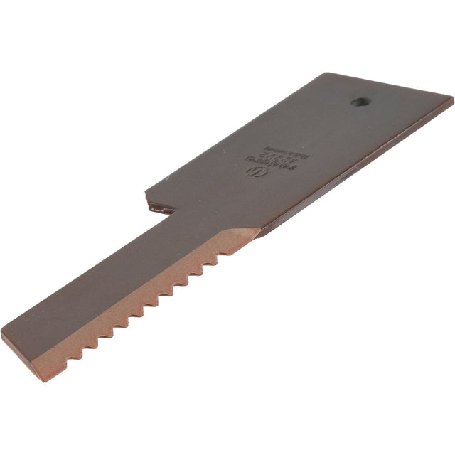 A Sparex Straw Chopper Blade - Serrated, measuring 198 x 50 x 3mm with a 6.5mm hole for mounting.