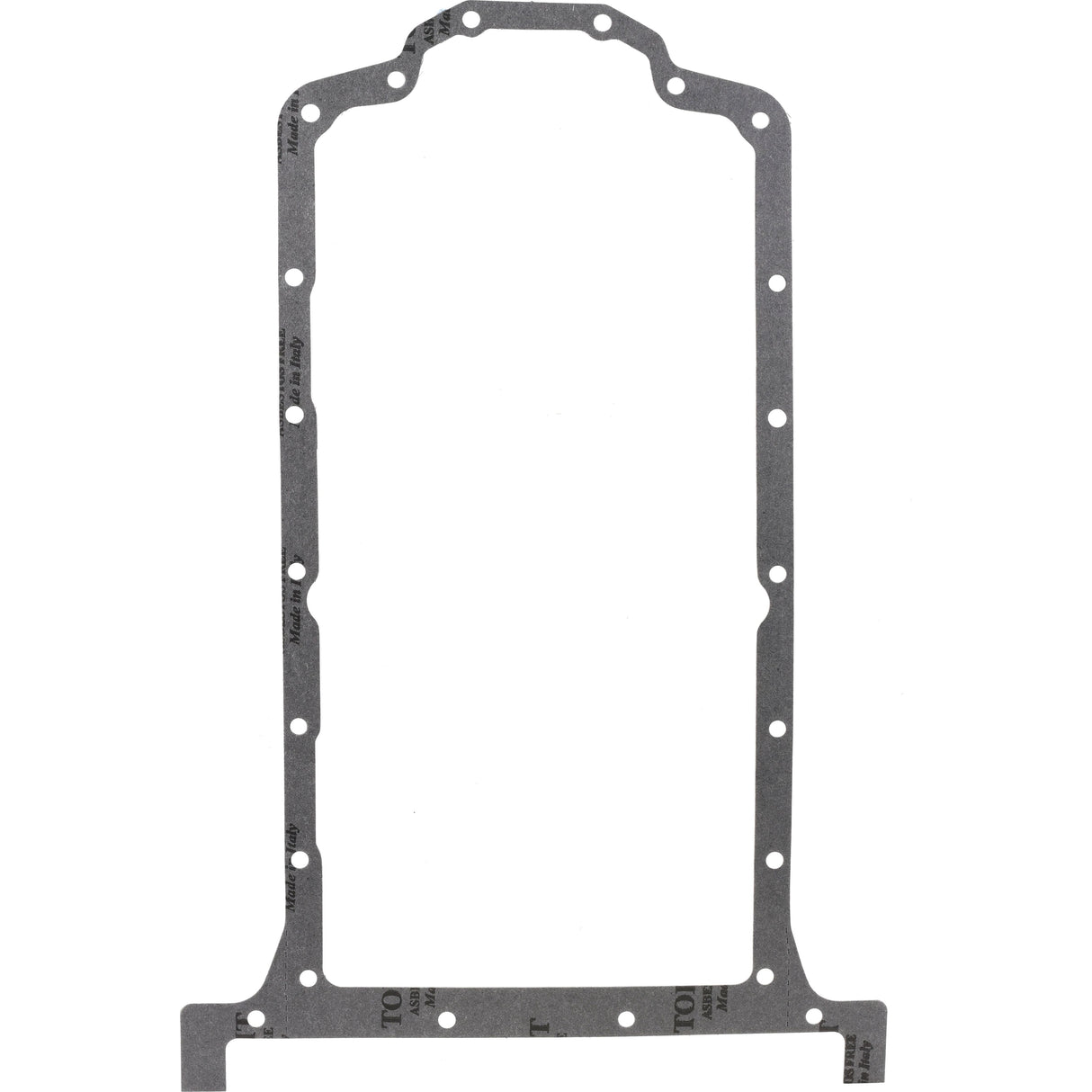 The Sump Gasket - 4 Cyl. | Sparex Part No.S.30012 by Sparex, is a rectangular gasket featuring multiple holes along its perimeter, designed specifically for use in 4 cylinder engines. Crafted from durable Toranit 413 material, this gasket comes primarily in grey color.