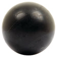 A solid black spherical object with a smooth surface, featuring a faint central seam, akin to the precision craftsmanship of Sparex' Syphon Rubber Ball (Ø 60 mm) | Part No. S.79252.