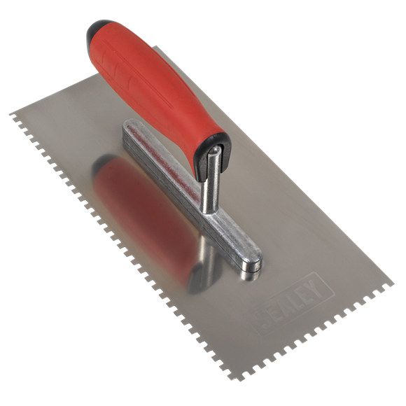 Sealey | Stainless Steel 4mm Notched Trowel with Rubber Handle 270mm - T7804