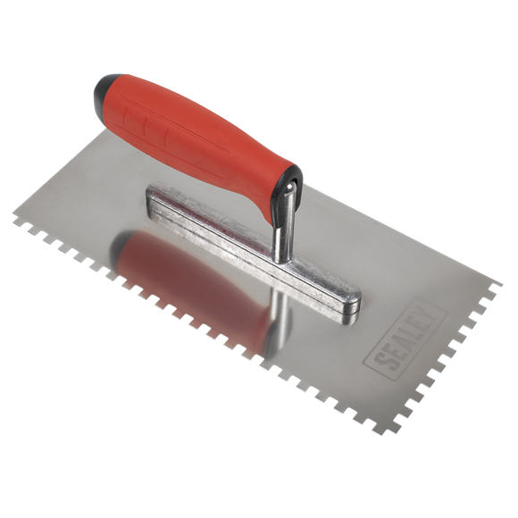 Sealey | Stainless Steel 6mm Notched Trowel with Rubber Handle 270mm - T7806