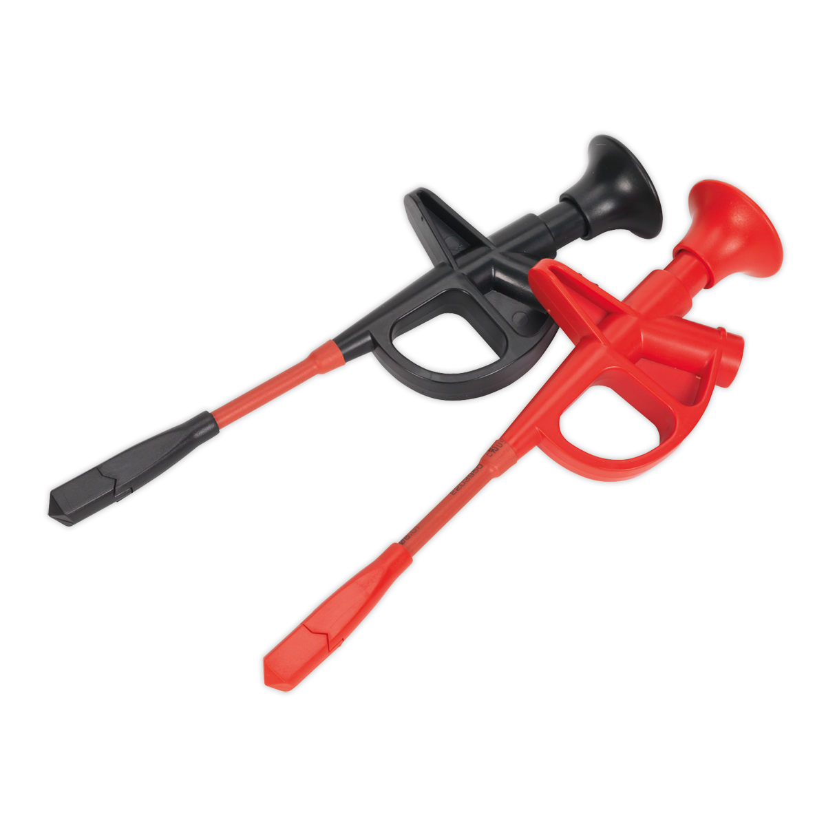 Two Automotive Wire Piercing Test Lead Probes 0-50V - TA114 by Sealey, one black and one red, designed for easy automotive use.