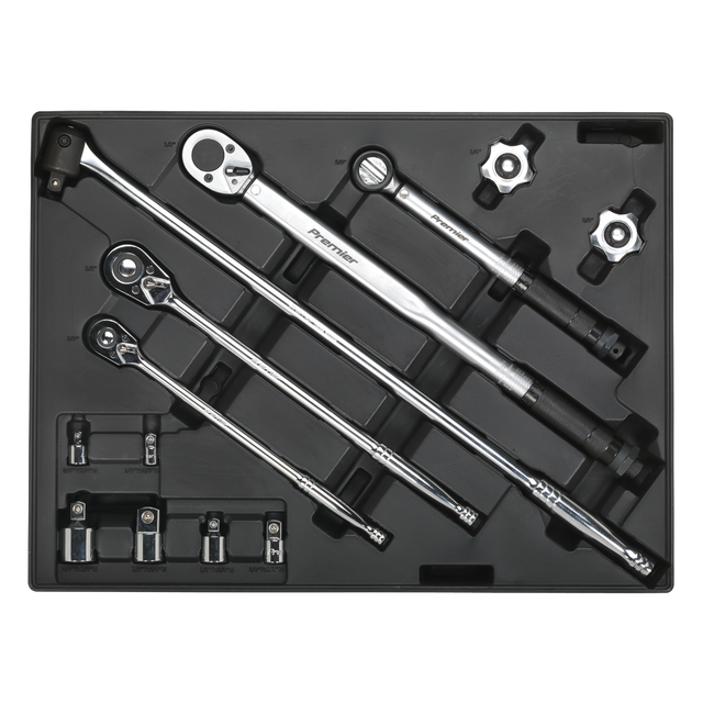 Tool Tray with Ratchet, Torque Wrench, Breaker Bar & Socket Adaptor Set 13pc - TBT32 - Farming Parts
