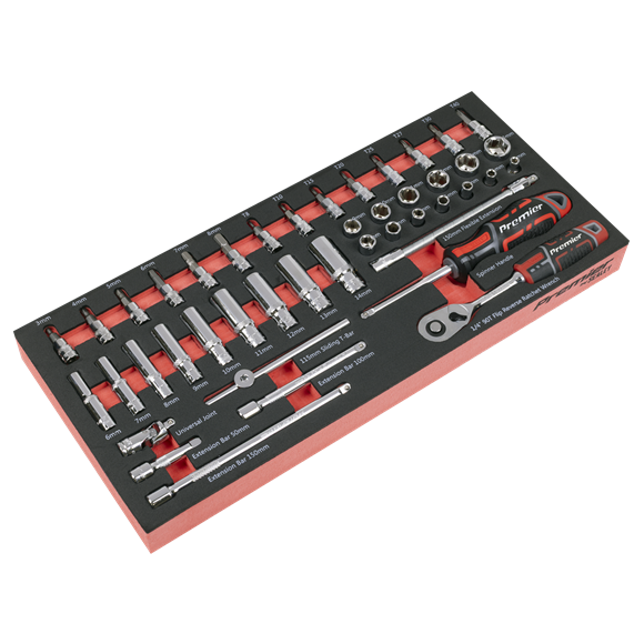 Premier Socket Set with Tool Tray 1/4"Sq Drive 44pc - SE-TBT40