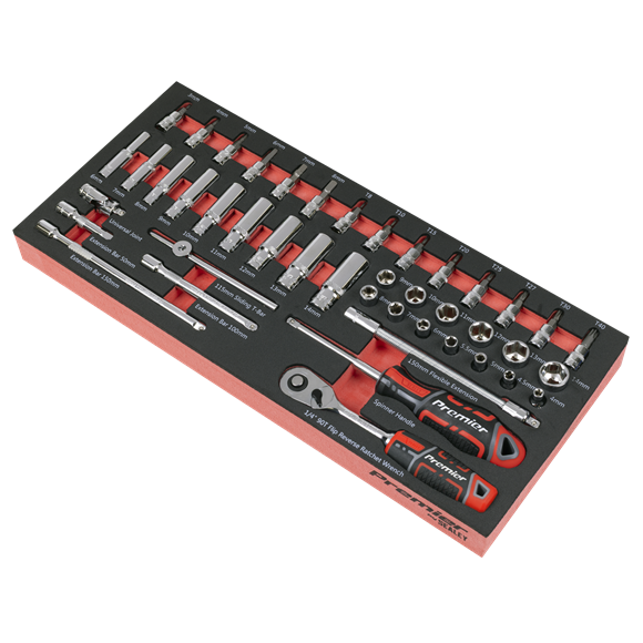 Premier Socket Set with Tool Tray 1/4"Sq Drive 44pc - SE-TBT40
