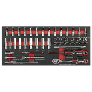 Premier Socket Set with Tool Tray 1/4"Sq Drive 44pc - SE-TBT40