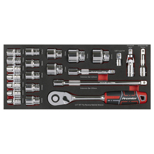 Premier Socket Set with Tool Tray 1/2"Sq Drive 22pc - SE-TBT42
